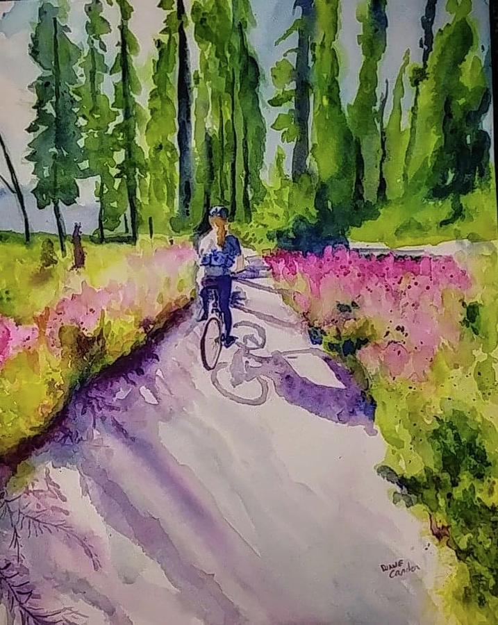 bike riding painting