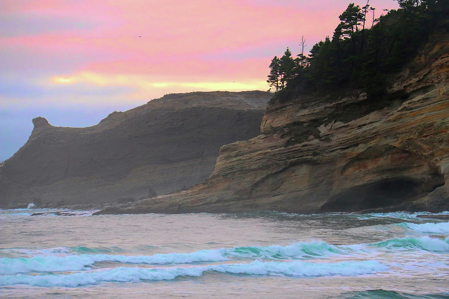 Oregon Coast Photograph - Oregon Coast at sunset  by Cathy Anderson