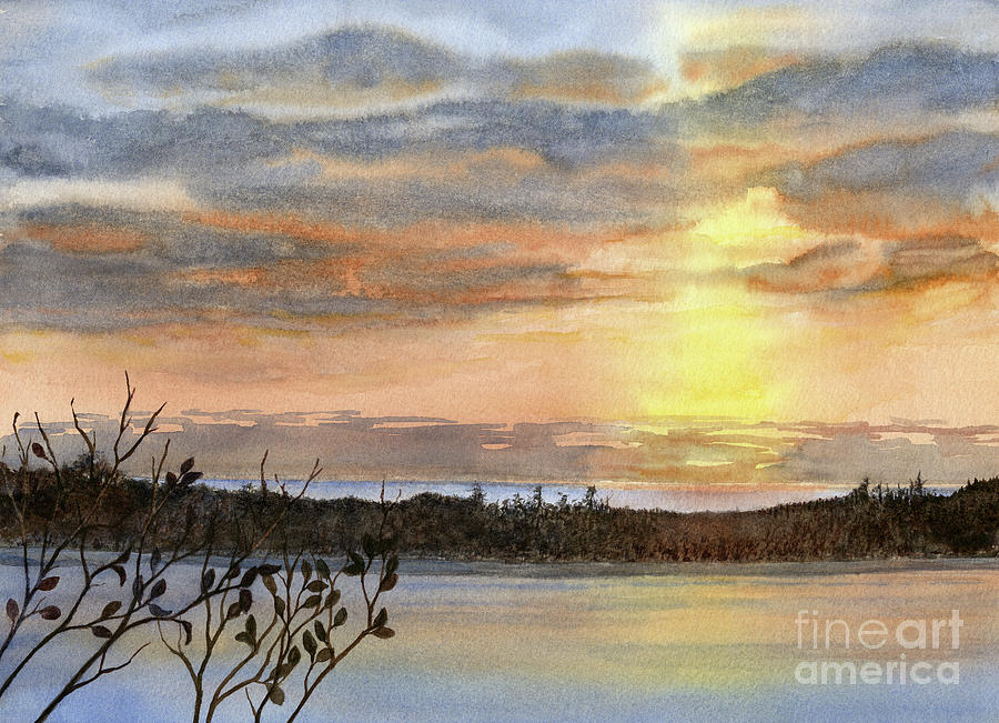 Sunset Painting - Oregon Coast Sunset Colors Watercolor by Sharon Freeman
