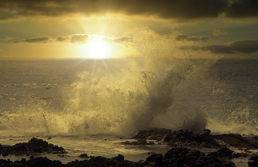 Oregon Coast Sunset Wave Photograph