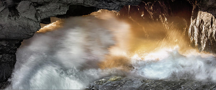 Oregon Coast Water Cave Panoramic Photograph by Leland D Howard