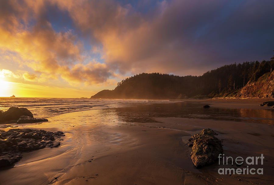 Oregon Coastal Sunset Beach Photograph