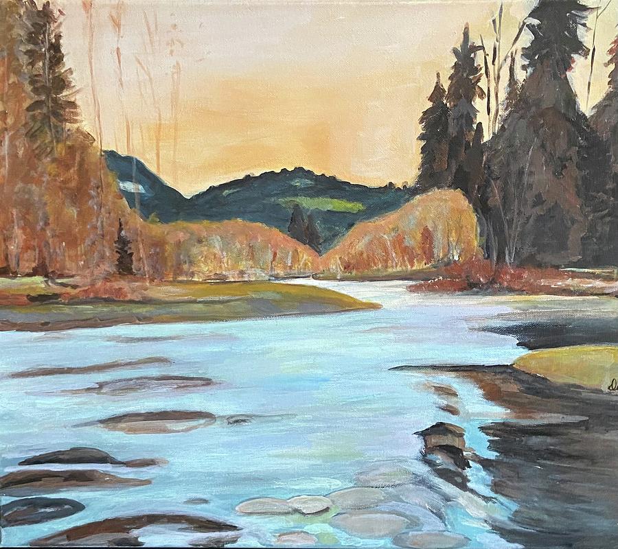 Oregon High lake Painting by Denice Palanuk Wilson