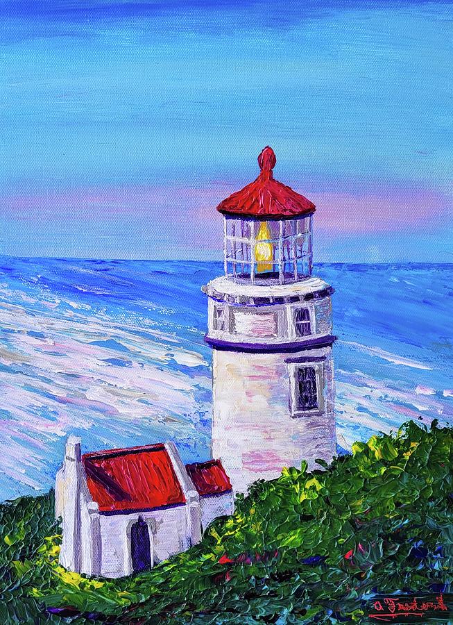 Oregon Lighthouse Painting by Ann Frederick