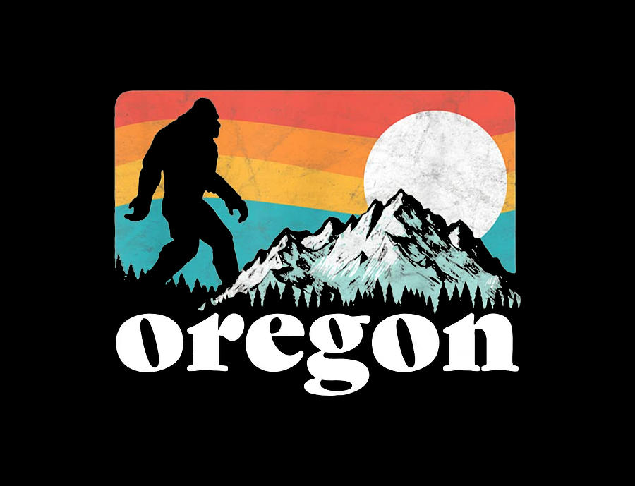 Oregon Pride Bigfoot Mountains 80s Vintage Nature Digital Art by ...