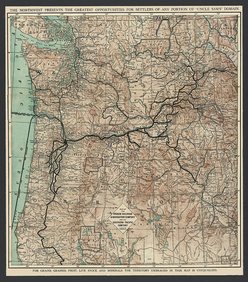 Oregon Railroad Map 1898 Photograph by Phil Cardamone