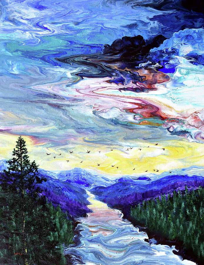 Oregon River Sunset Painting by Laura Iverson Oregon River Sunset Painting by Laura Iverson