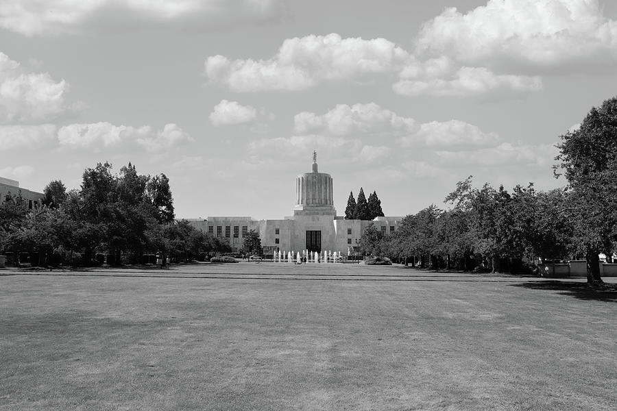 Oregon State Capitol Building In Salem Oregon In Black And White Photograph