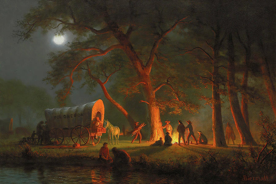 Oregon Trail Campfire Painting by Eric Glaser