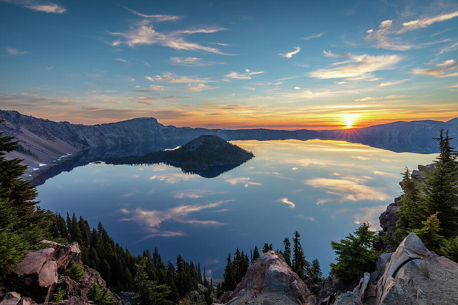 National Parks Photograph - Oregons Breathtaking Jewel, Crater Lake at Sunrise by Pierre Leclerc Photography
