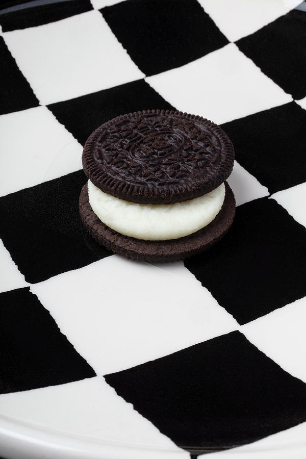 Cookie Photograph - Oreo On Checker Plate by Garry Gay