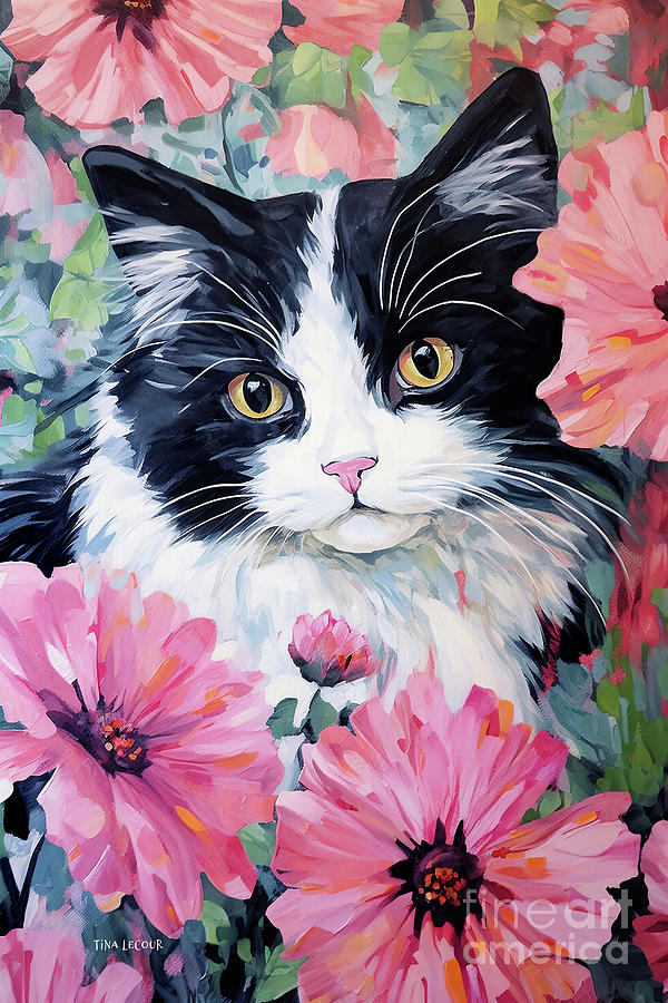 Cat Painting - Sweet Oreo  by Tina LeCour