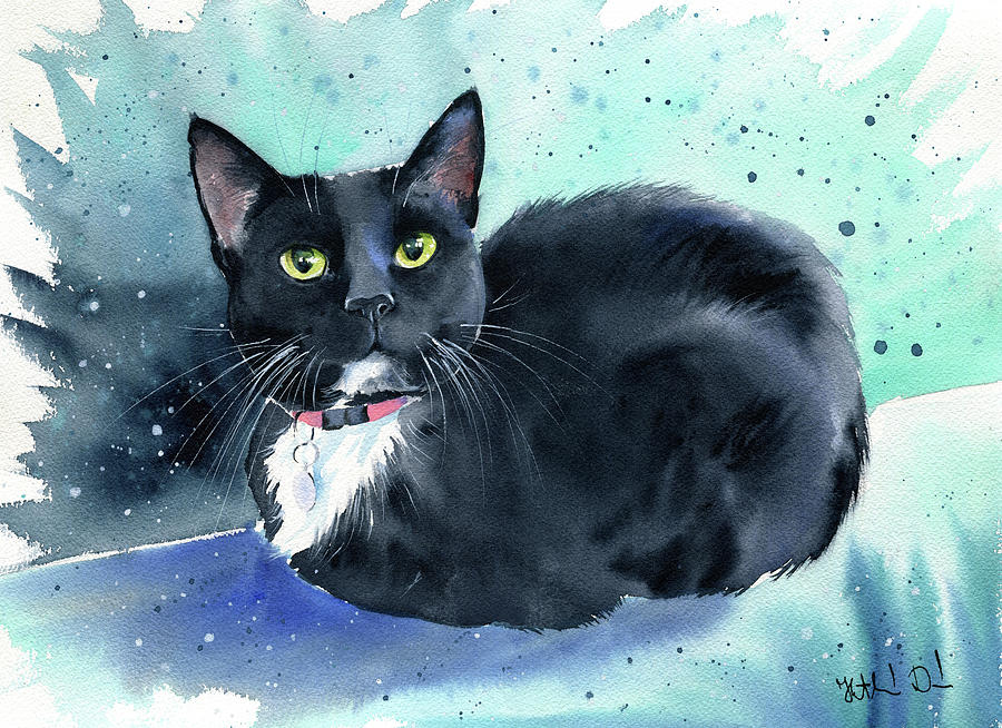 Cat Painting - Oreo Tuxedo Cat Painting by Dora Hathazi Mendes