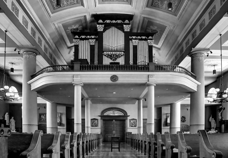 Organ - Basilica of Saint Louis King - Black and White Photograph by Nikolyn McDonald