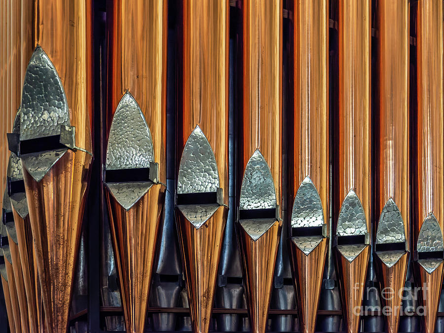 Music Photograph - Organ pipes abstract by Delphimages Photo Creations