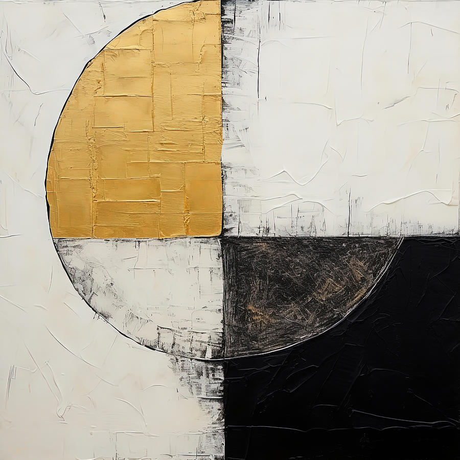 Organic Black and Gold Painting by Lourry Legarde