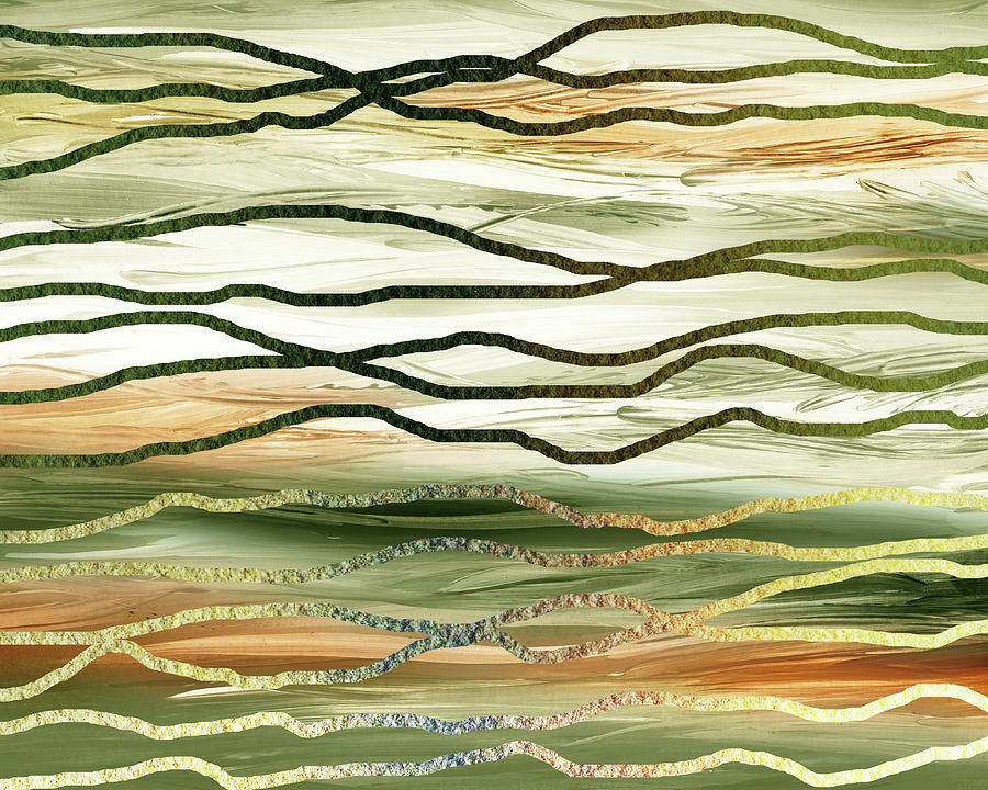 Organic Earthy Lines Abstract Landscape With Waves  Painting by Irina Sztukowski