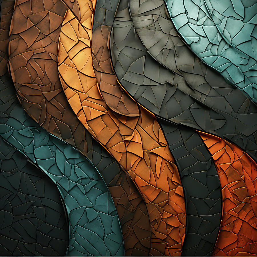 Organic Mosaic Textural Waves - AI Art Photograph by Chris Anson