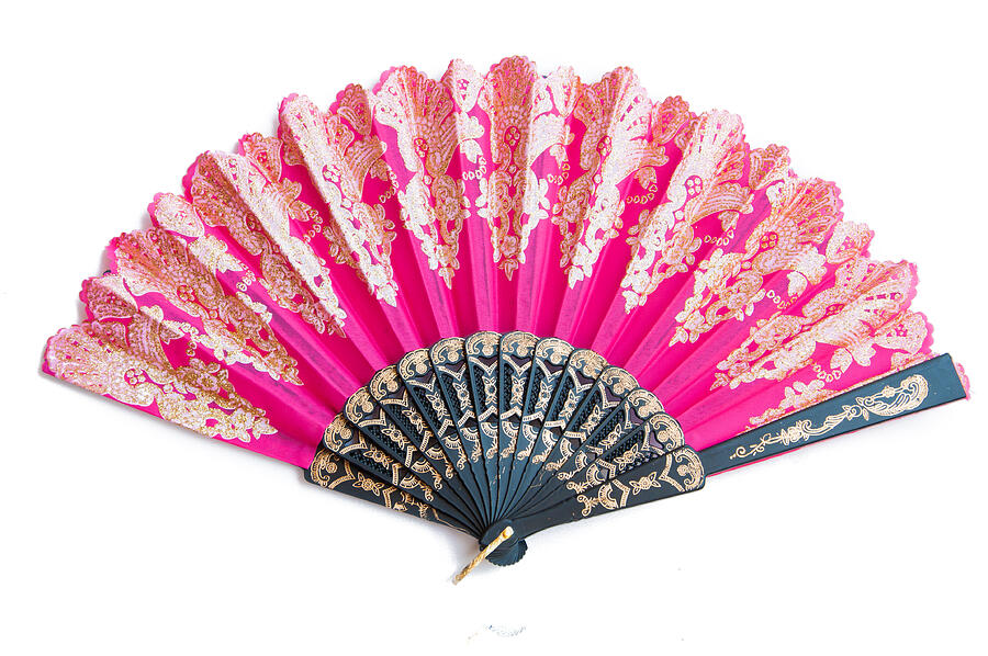 Oriental Chinese Fan Isolated On White Background Photograph by Amawasri