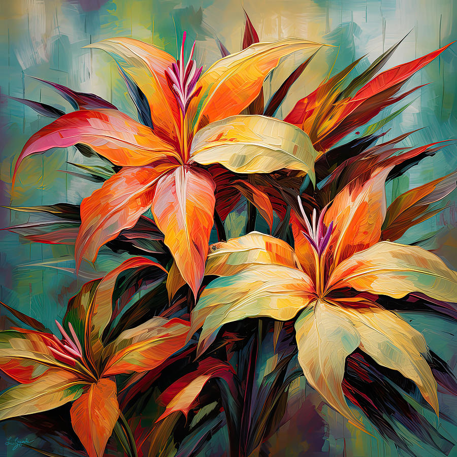 Oriental Feel - Beautiful Tropical Plant Art Painting by Lourry Legarde