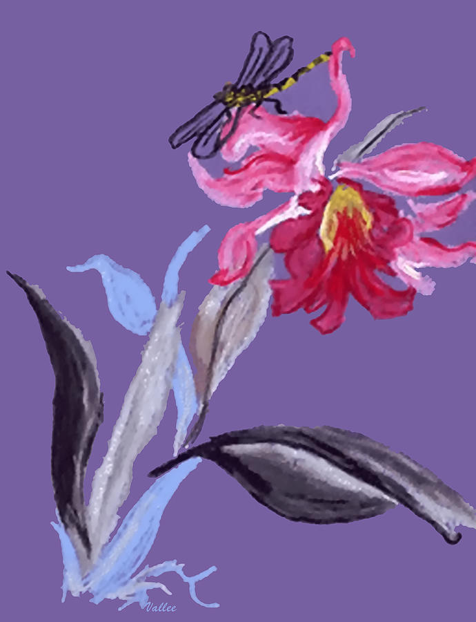 Oriental Flower Series Purple Painting by Vallee Johnson