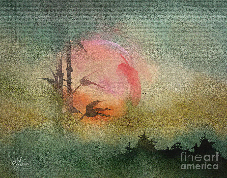 Oriental Moon Glow Digital Art by Deb Nakano