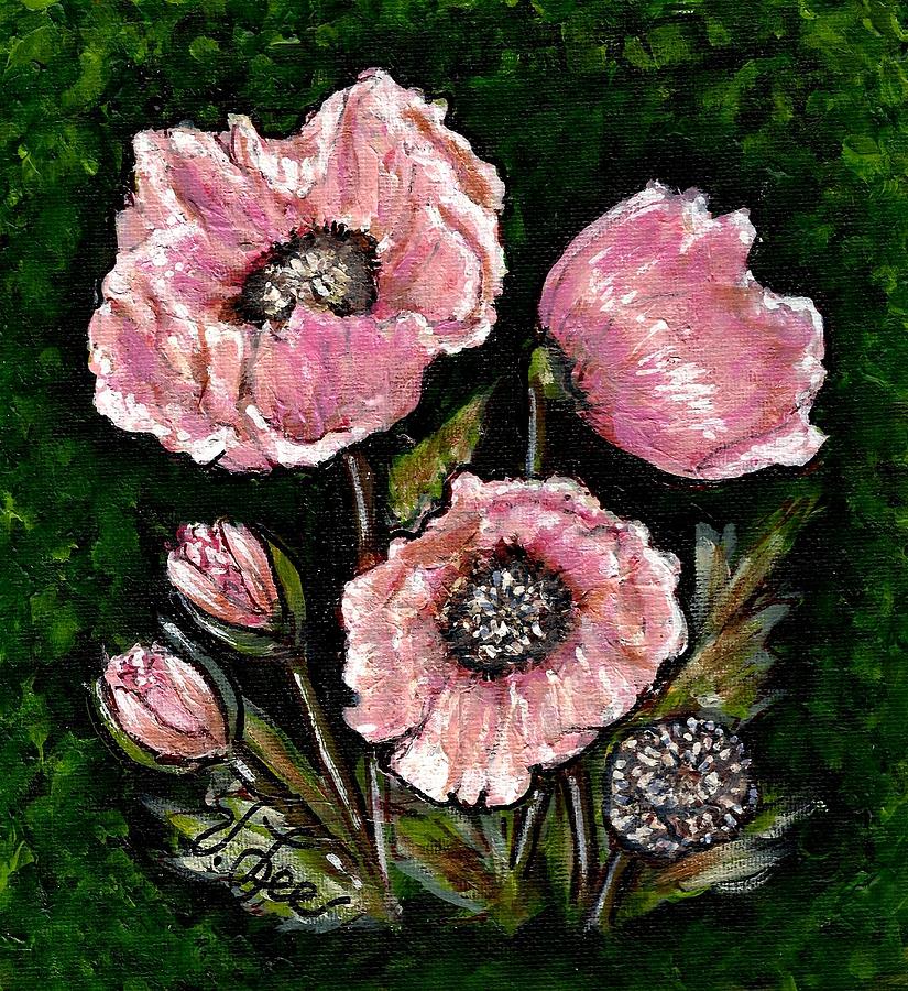 Oriental Pink Poppies Painting by VLee Watson
