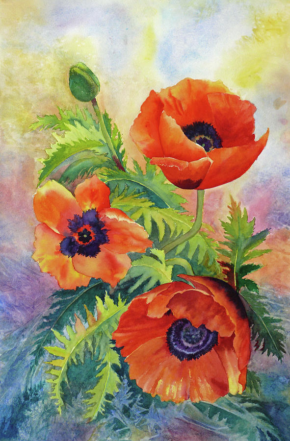 Oriental Poppy Trio Painting by Karen Mattson
