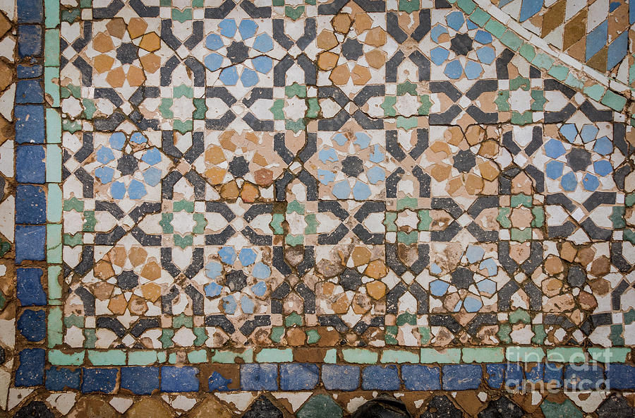 Oriental tiles on wall Photograph by Perry Van Munster