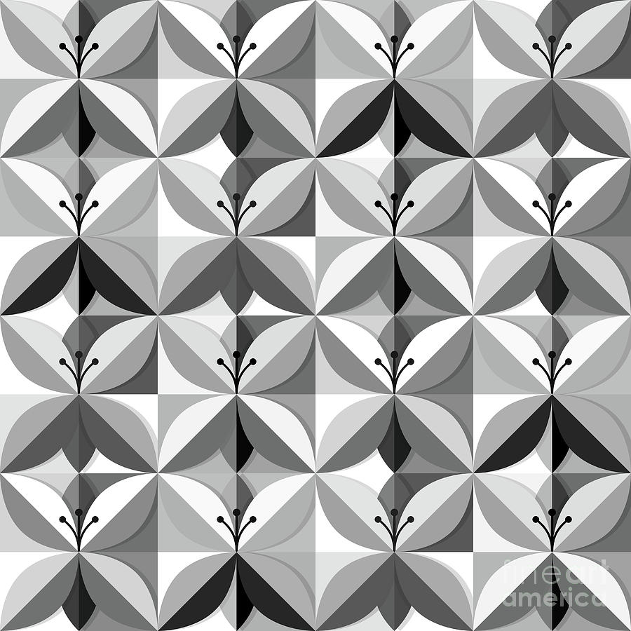 Origami flowers in a black and white seamless pattern Photograph by Jane Rix