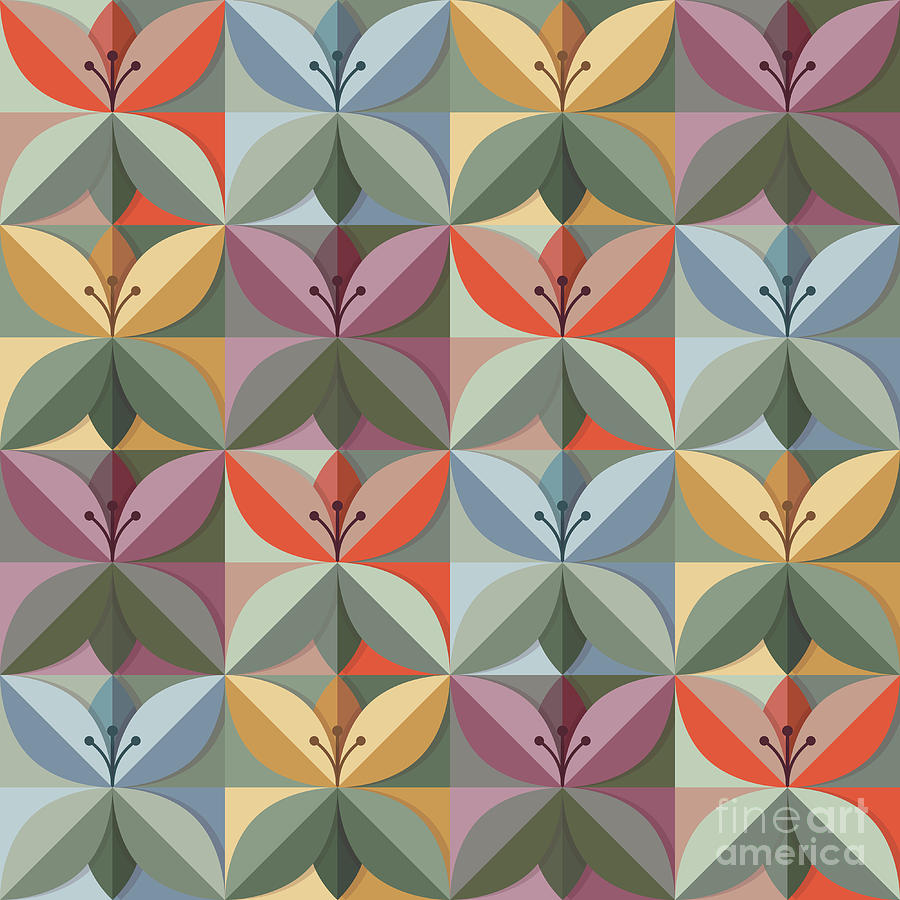 Origami flowers in trend colours seamless pattern Photograph by Jane Rix