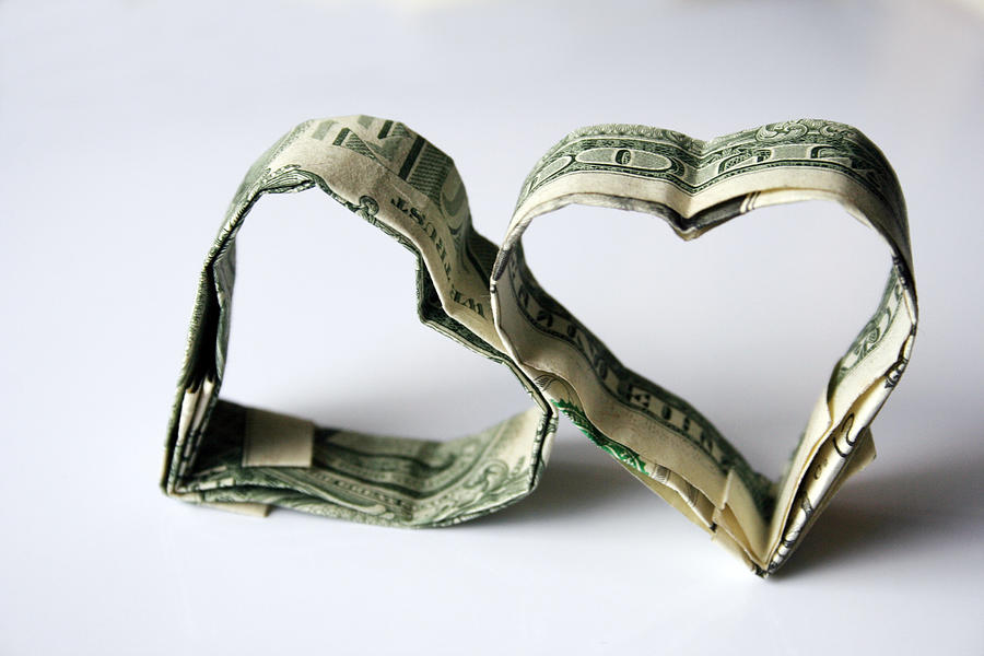 Origami Money Hearts Made from U.S. Dollars Photograph by Tiburonstudios