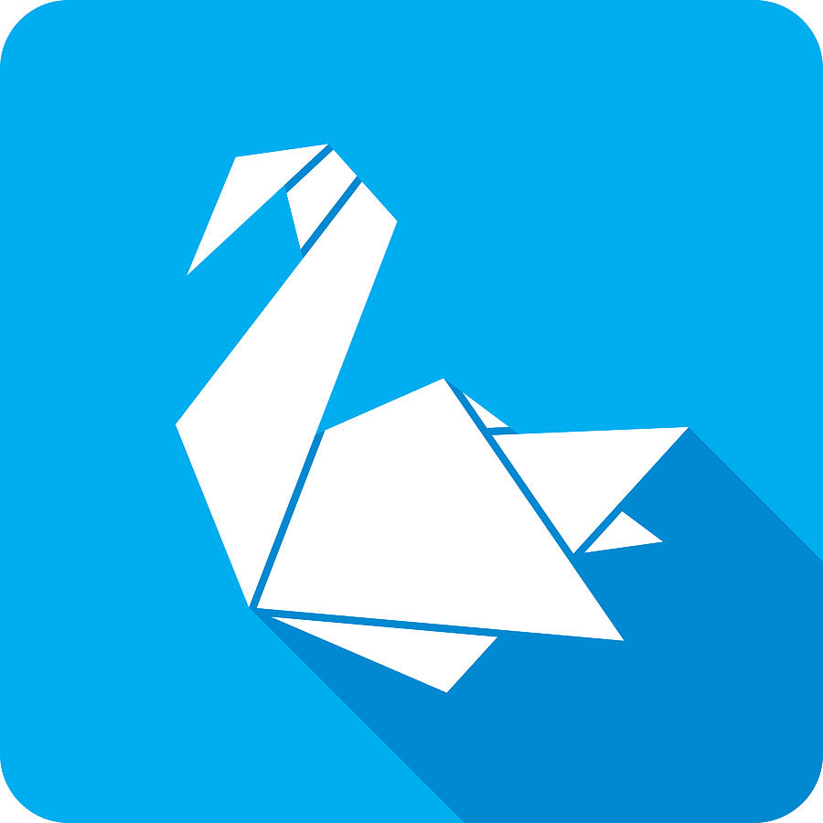 Origami Swan Icon Silhouette Drawing by JakeOlimb