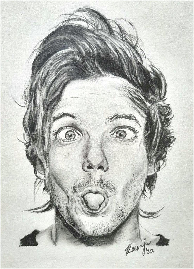 Original Art Drawing Pencil - Louis Tomlinson Drawing by Ksenija ...