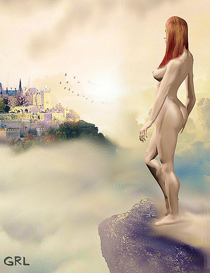 Original Female Nude Goddess Castles in the Air Digital Art by G Linsenmayer