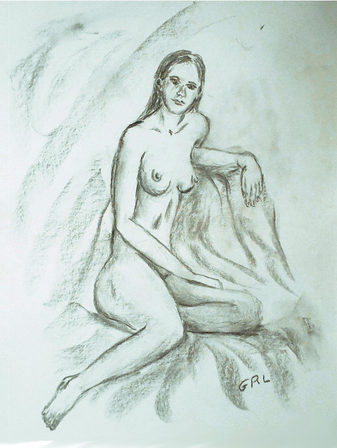 Original Fine Art Nudes Charcoal Sketch 08/20/20 Pose2 Drawing by G Linsenmayer