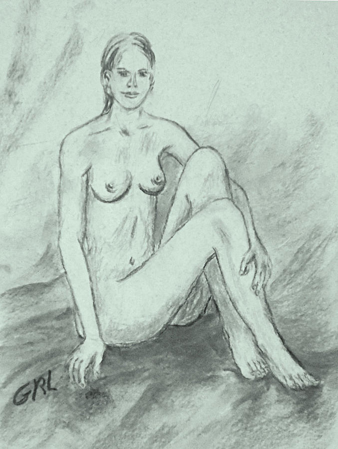 Original Fine Art Nudes Charcoal Sketch 08/20/20 Pose3. Drawing by G Linsenmayer