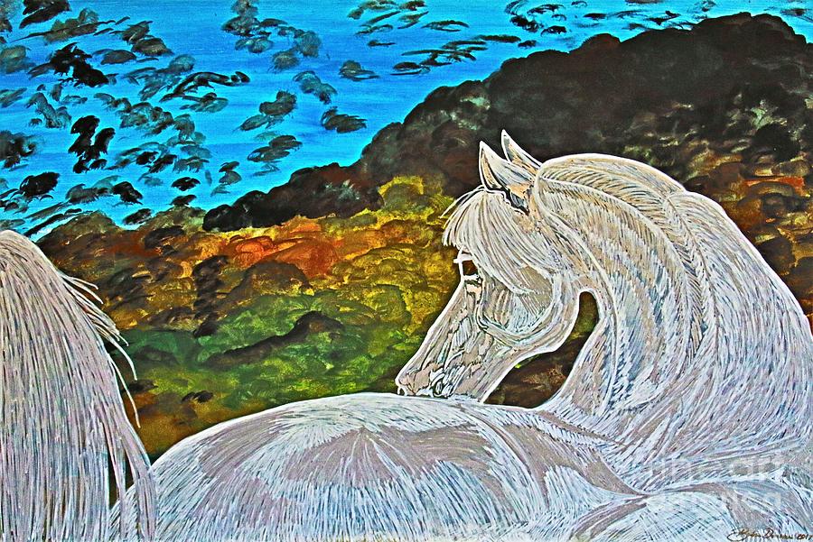 Original Ghost Horse painting Painting by Barbara Donovan - Fine Art