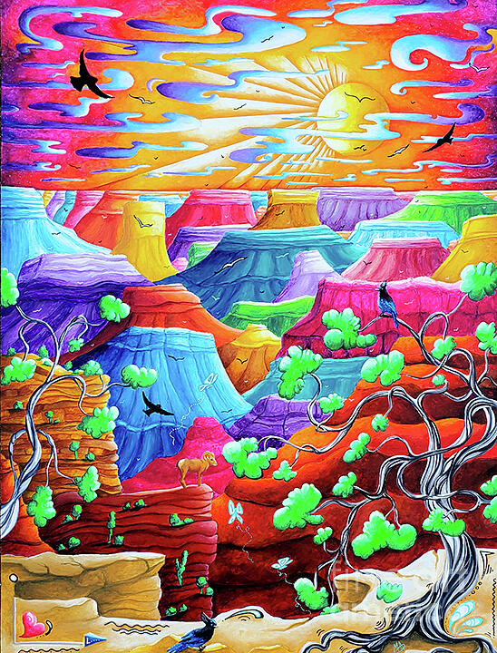 National Parks Painting - Grand Canyon National Park Painting, MAD Travels Traveling Artist Art by Megan Aroon