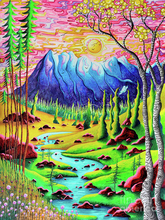 Original Lassen Volcanic National Park Painting in Pastels PoP Art by MeganAroon Traveling Blogger Painting by Megan Aroon