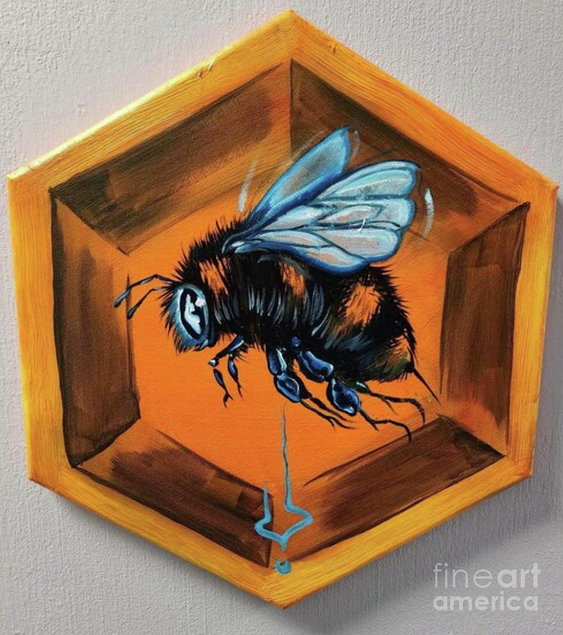 Bee Painting - Original Oil Painting - Beez Kneez by John Snow