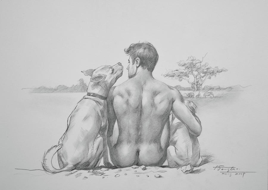  Good friends #1 Drawing by Hongtao Huang