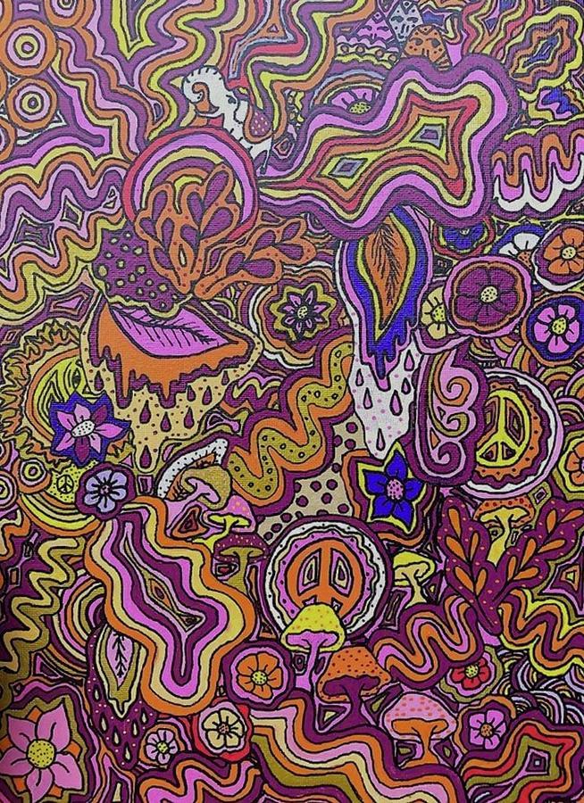 Original Trippy Hippie Painting Painting by Effervescent Art Shop - Pixels