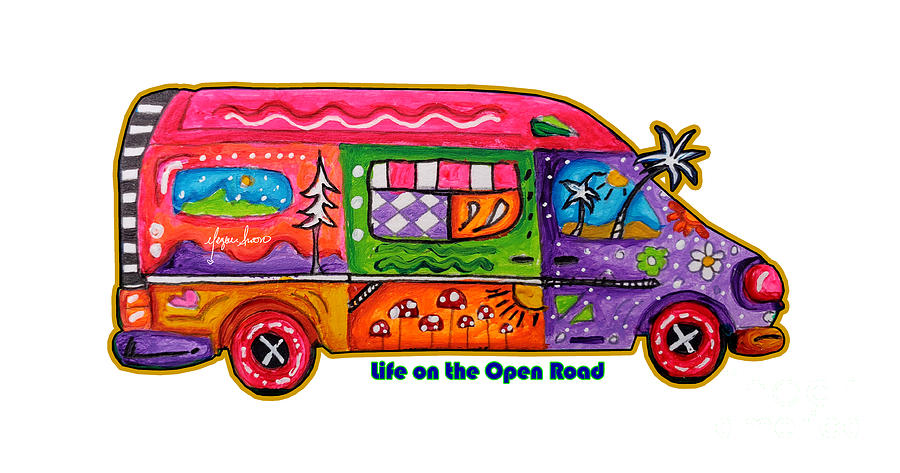 Original Van Life On the Open Road Painting by Traveling Artist Blogger MeganAroon Painting by Megan Aroon