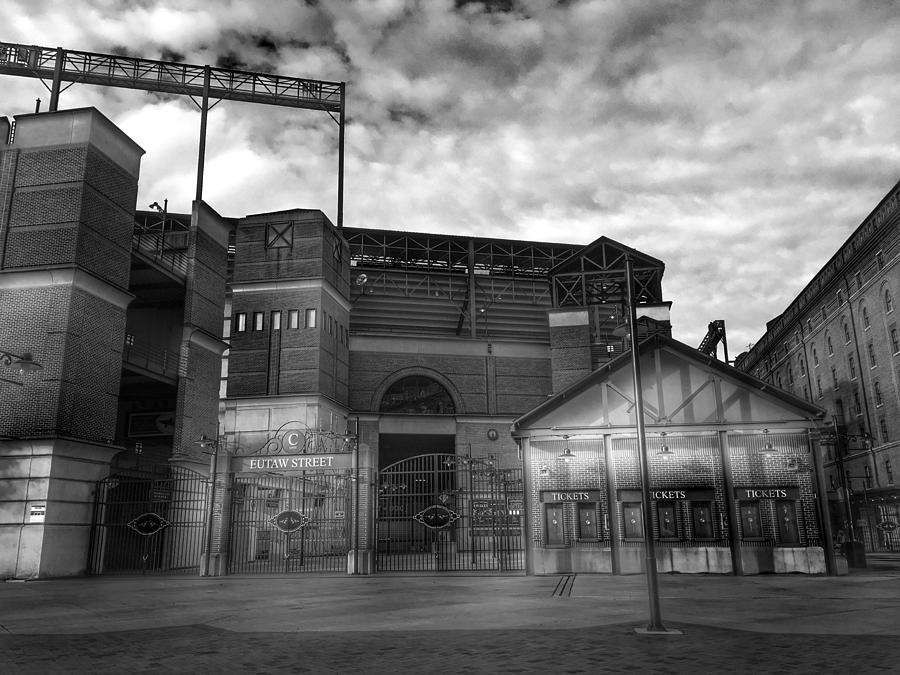 Oriole Park at Camden Yards, Baltimore MD - Black and White Photography Photograph by Marianna Mills