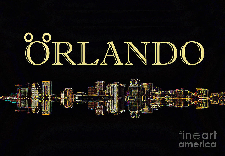 Orlando downtown skyline design A Mixed Media by David Lee Thompson