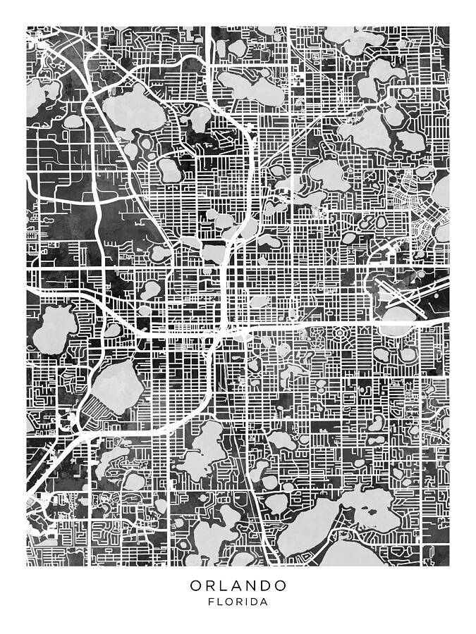 Orlando Florida City Street Map #46 Digital Art by Michael Tompsett