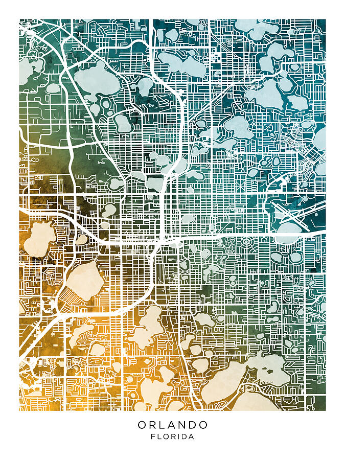 Orlando Florida City Street Map #48 Digital Art by Michael Tompsett