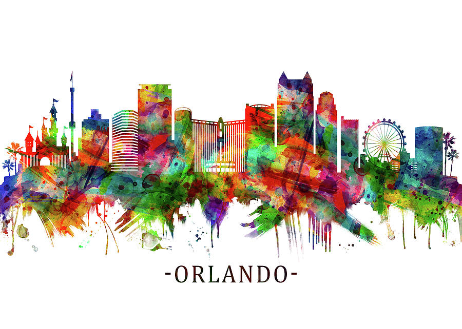 Orlando Florida Skyline Mixed Media by NextWay Art