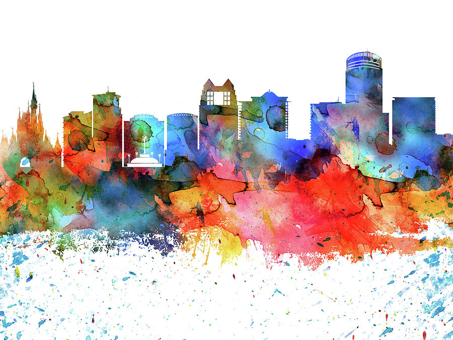 Orlando Watercolor Skyline Digital Art by Chara | Pixels